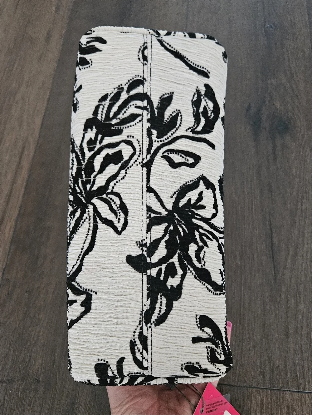 NWT Vince Camuto Black & Cream Floral Cosmetic Bag
